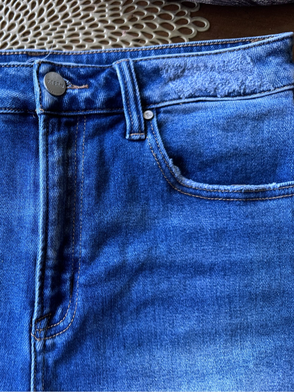 Risen Classic Blue Denim Cutoff Shorts - Women's - Picture 2 of 7
